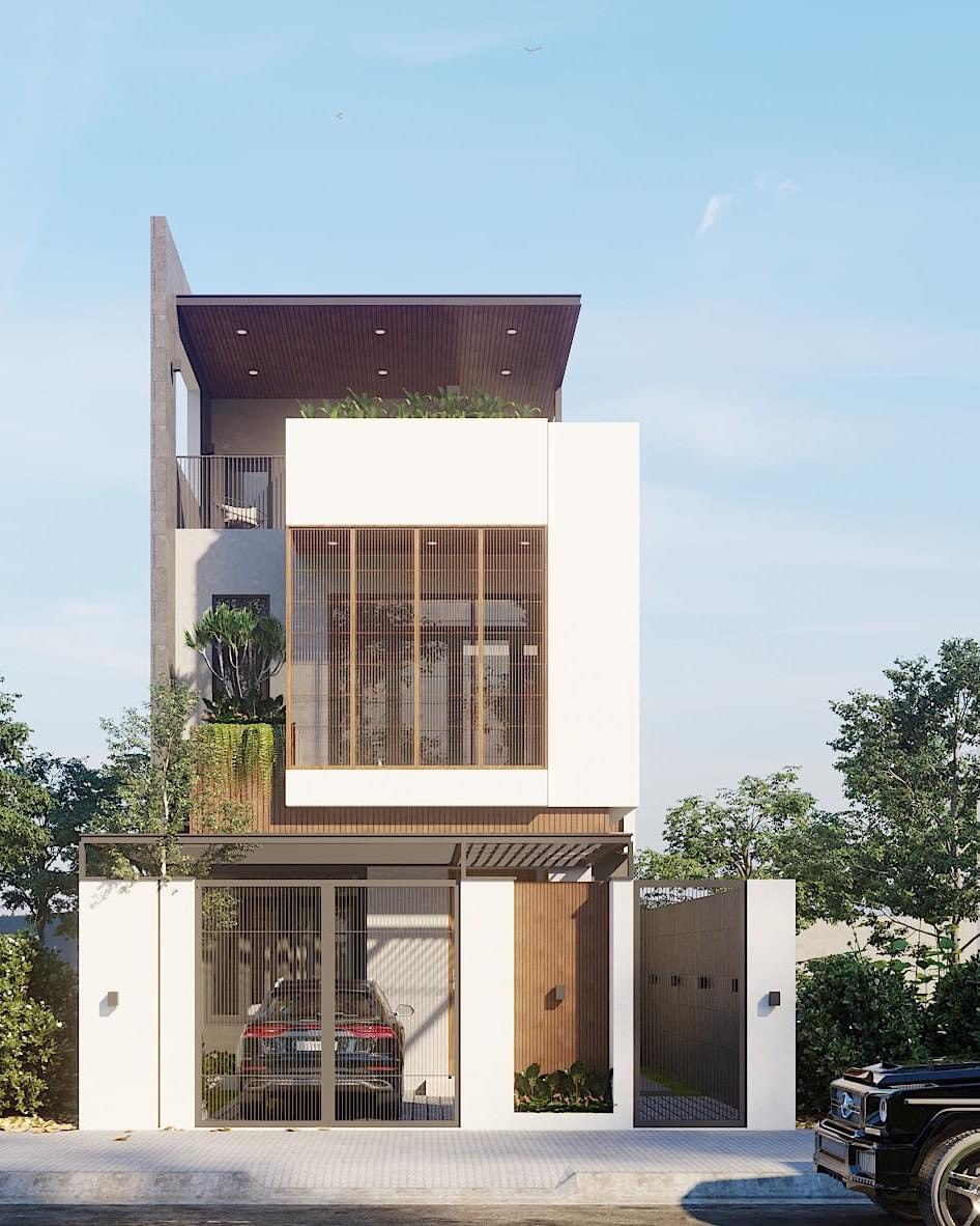 Mẫu nhà ống có 2 tầng lầu đẹp, đơn giản, hiện đại