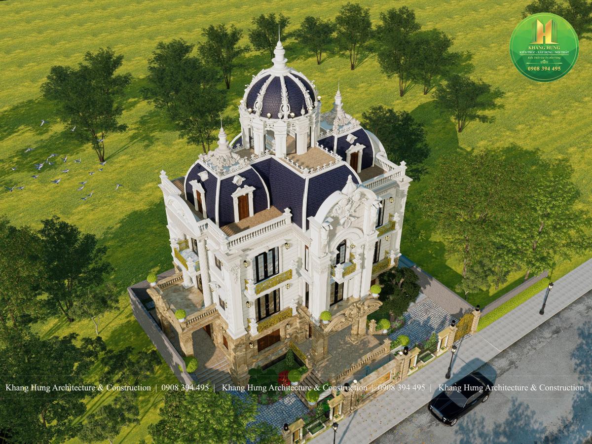 Biệt thự cổ điển Pháp kết hợp mái Mansard