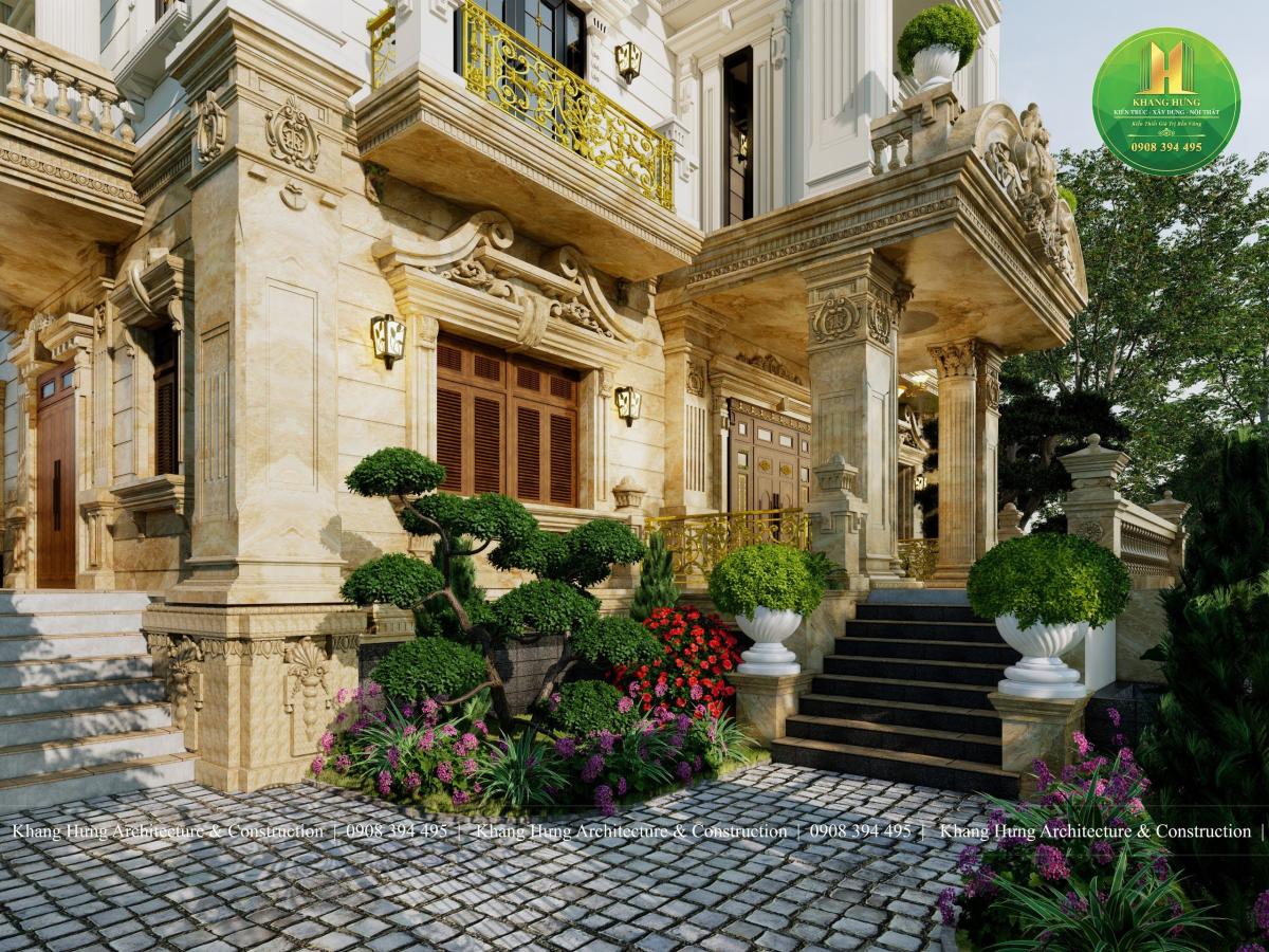 Biệt thự cổ điển Pháp kết hợp mái Mansard