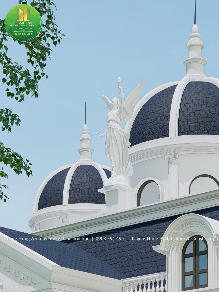 Biệt thự vườn phong cách tân cổ điển kết hợp mái Mansard