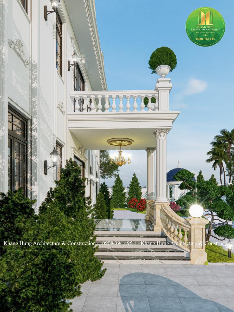 Biệt thự vườn phong cách tân cổ điển kết hợp mái Mansard