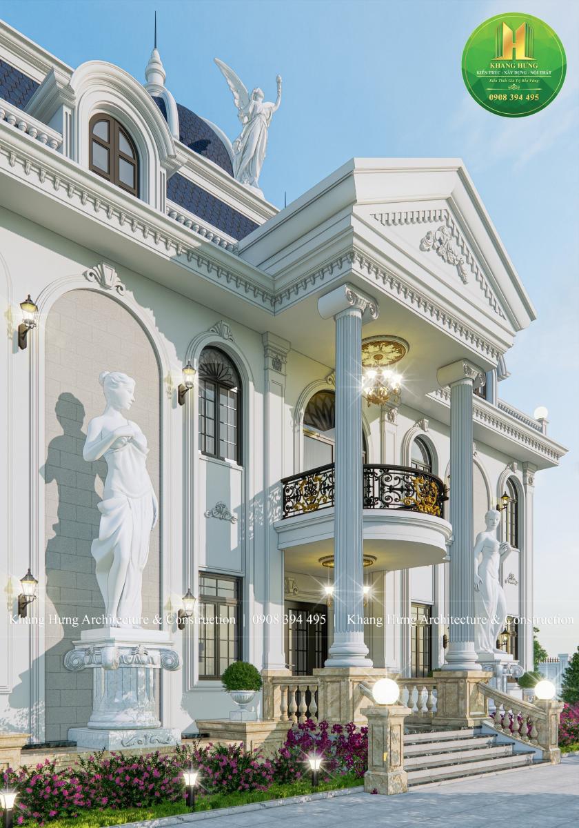 Biệt thự vườn phong cách tân cổ điển kết hợp mái Mansard