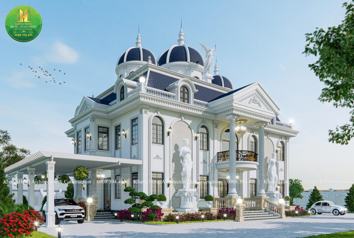Biệt thự vườn phong cách tân cổ điển kết hợp mái Mansard
