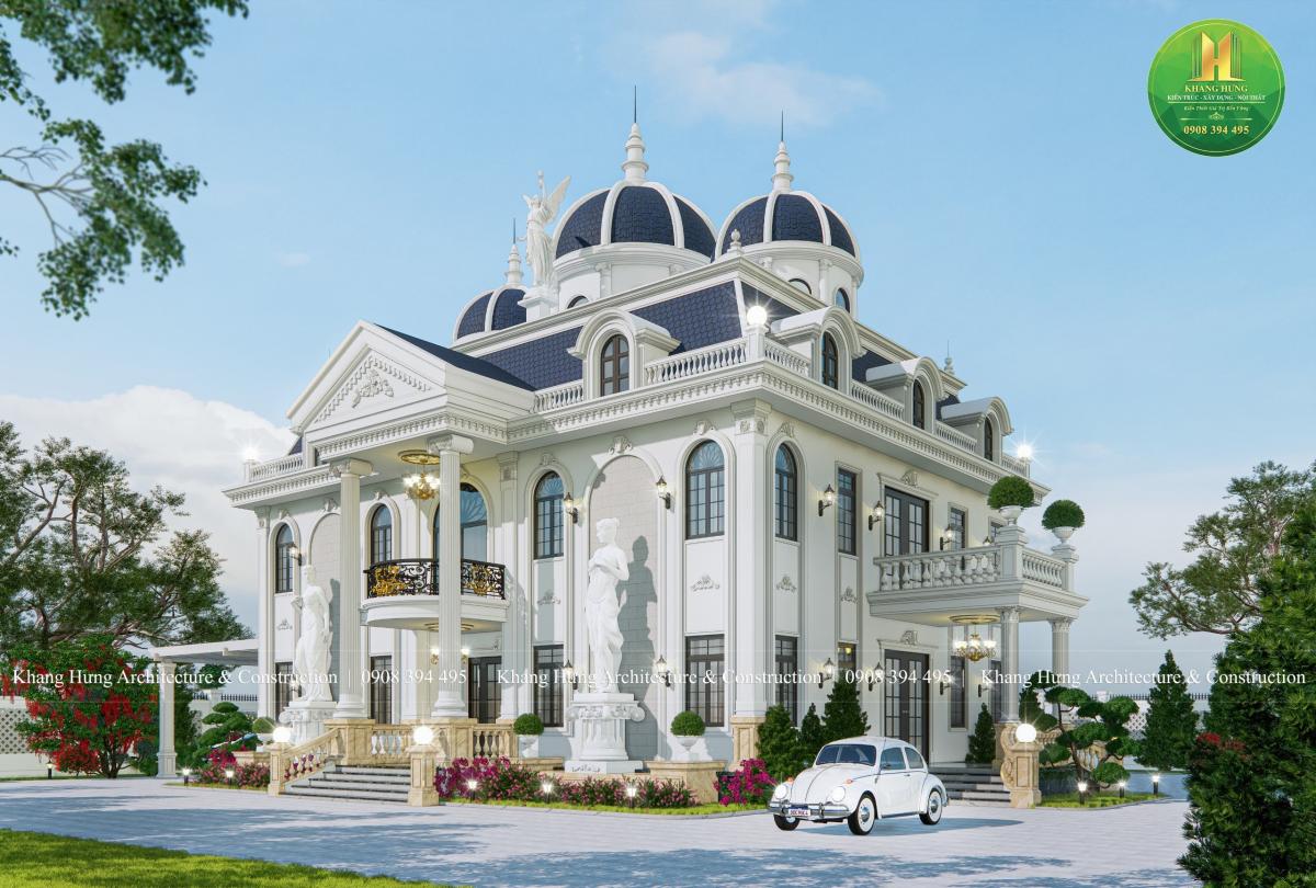 Biệt thự vườn phong cách tân cổ điển kết hợp mái Mansard