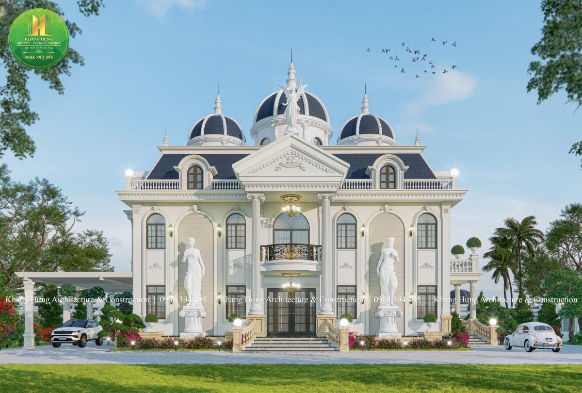 Biệt thự vườn phong cách tân cổ điển kết hợp mái Mansard